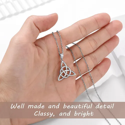 Miniatura 3 de PROSILVER - Collar celta para mujer, regalo irlandés, plata de ley 925 con nudo de amor, collar de buena suerte, 45,7 a 20.0in, ajustable, viene