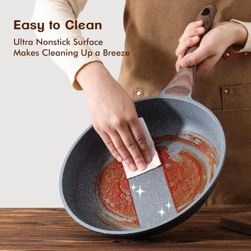 Miniatura 4 de SENSARTE Sartenes antiadherentes con revestimiento de granito suizo, sartenes para tortilla, juego de ollas de cocina saludables para chef, libres