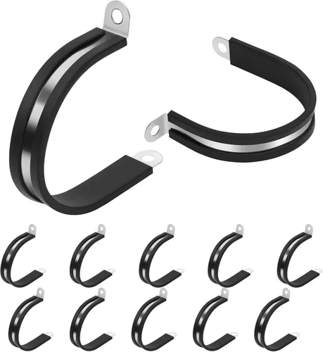 Miniatura 7 de 20 abrazaderas de cable de acero inoxidable 304 de 1/2 pulgada, abrazadera aislada acolchada de goma, abrazaderas de correa de tubería de conductos