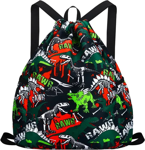 Luchike Mochila con cordón para niños, bolsa de baile para niñas, gimnasio, playa, natación, viajes, con dos soportes para botellas de agua, Color4,