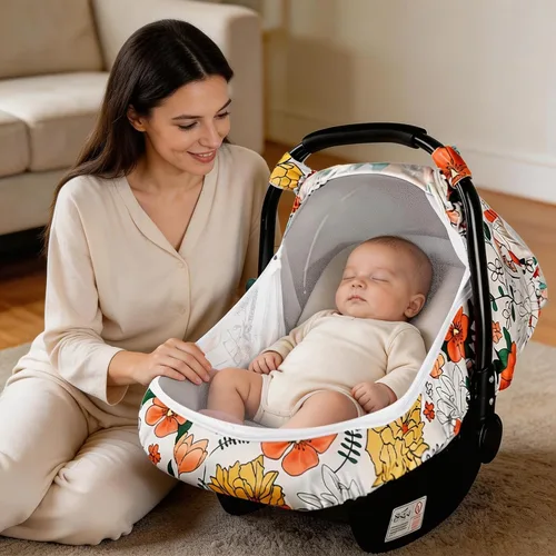 Miniatura 9 de Toldo para asiento de automóvil infantil arcoíris con ventanas abiertas y malla transpirable, a prueba de patadas, suave y elástica, funda