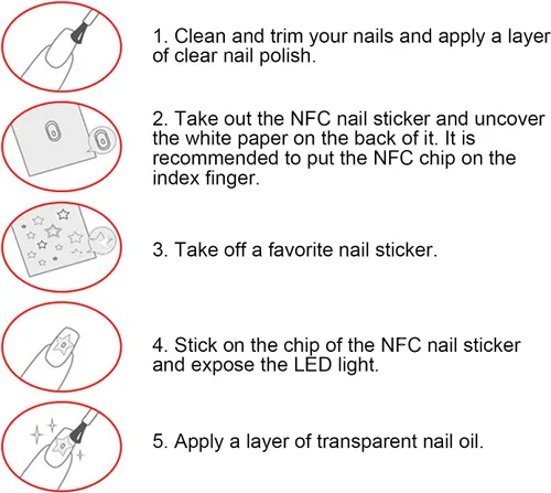 Miniatura 5 de NFC - Adhesivos para uñas, 7 unidades de calcomanías LED brillantes, material ABS, estilo moderno, color amarillo