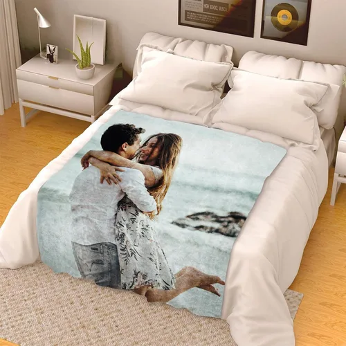 Miniatura 2 de ICELIETE Manta personalizada con texto en imagen, manta de forro polar personalizada con foto para parejas, regalos personalizados de Navidad y 01