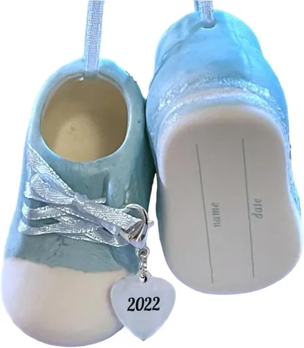 Miniatura 10 de Ganz Zapatos de bebé niña adornos personalizados rosa fechado 2023 botines de adorno de la primera Navidad para nuevos padres, nacimiento