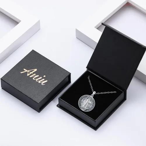 Miniatura 7 de Aniu Collar de plata de ley S925 de San MiguelSan CristópaloSan BenitoSan Jesús para hombres y mujeres, arcángel, RaguelUriel, colgante de amuleto