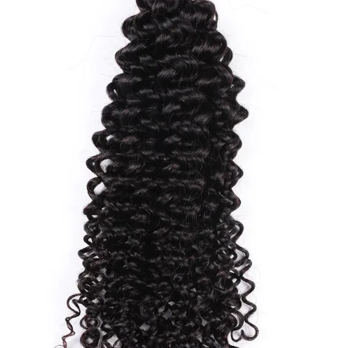Miniatura 4 de Deep Curly Hair Bundle Brazillian Virgin Hair Weft Supplier 1pcs 12 Inch 1B Black 100g Soft Remy Hair Bundles