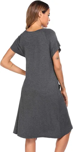 Miniatura 6 de Ekouaer Vestido de enfermería 3 en 1 para el partopartohospital, camisón de maternidad para lactancia materna con botón S-XXL