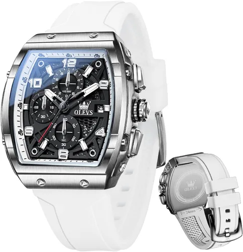Miniatura 11 de OLEVS - Relojes para hombre, de cuero marrón, caja dorada, analógico, de cuarzo, de moda, para negocios, reloj de vestir, con fecha, luminoso
