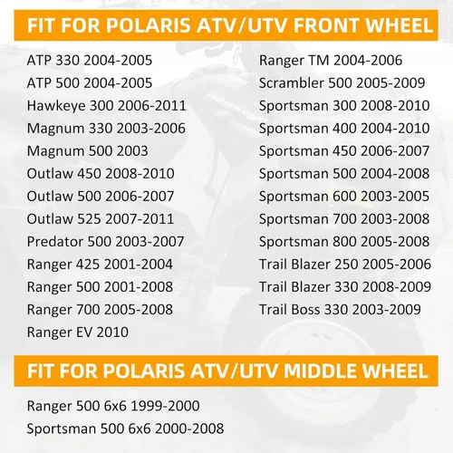 Miniatura 2 de Pernos de rueda delantera/media 7515513 para Polaris Sportsman Ranger Outlaw Magnum Trail Blazer Trail Boss Predator Scrambler ATP Hawkeye 8