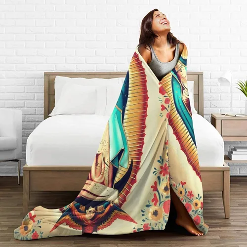 Miniatura 5 de Manta de Nuestra Señora de Guadalupe de franela ultra suave y ligera para sofá, cama, uso en todas las estaciones, 80 x 60 pulgadas