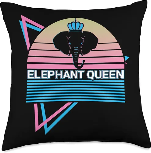 Miniatura 5 de Elephant Lover Gifts Elephant Queen - Almohada retro, 16 x 16 pulgadas, multicolor