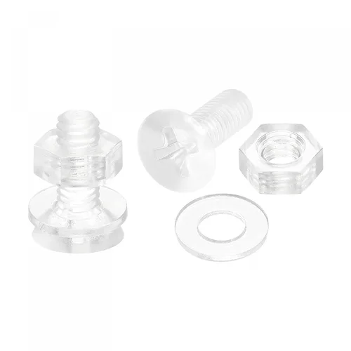 Miniatura 14 de uxcell Tornillos de máquina Phillips de plástico M4 x 0.787 in con tuercas y arandelas planas, pernos de máquina de cabeza plana de PC