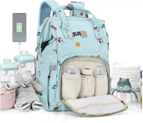 Mochila de pañales para mamá y papá, bolsa de cuidado del bebé, maternidad, pañales para bebés para niños y niñas, Azul, Classic