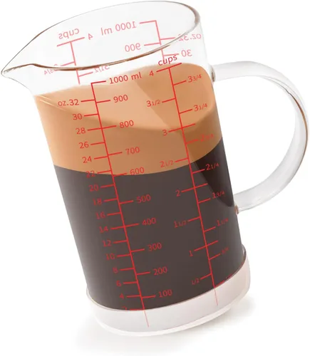 Miniatura 12 de Newness Taza medidora de vidrio con asa, 10.1 fl oz (0.3 litros, 1 1/4 taza) taza medidora con tres escalas (OZ, taza, ML/CC) y pico en forma de V