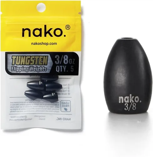 Miniatura 11 de Pesas de Volteo de Tungsteno Puro al 97% - Paquete de 10 - Pesas de Tungsteno Nako - Plomos de Pesca para Pesca de Lubina