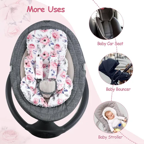 Miniatura 6 de SWESEN Inserto de asiento de automóvil infantil con 2 almohadillas para correa, soporte súper suave para la cabeza y el cuerpo del asiento