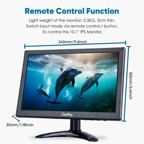 Miniatura 6 de JaiHo Monitor IPS pequeño de 10.1 pulgadas, pantalla portátil Full HD de 1920 x 1200 con espejo abatible, pantalla de seguridad de alto brillo