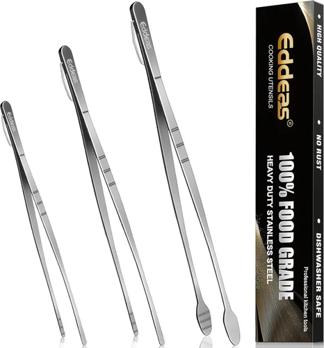 Miniatura 21 de Pinzas para cocinar – Pinzas de cocina de acero inoxidable de 600 grados resistentes al calor, pinzas de bloqueo de metal resistente, perfectas