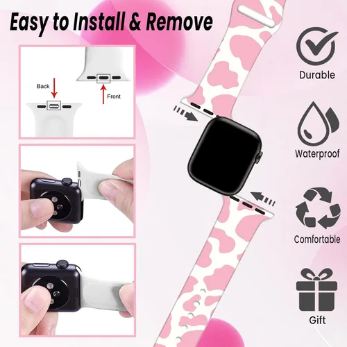 Miniatura 4 de Bonitas correas de reloj compatibles con Apple Watch de 1.496 pulgadas, 1.575 pulgadas, 1.614 pulgadas, 1.654 pulgadas, 1.732 pulgadas, 1.772