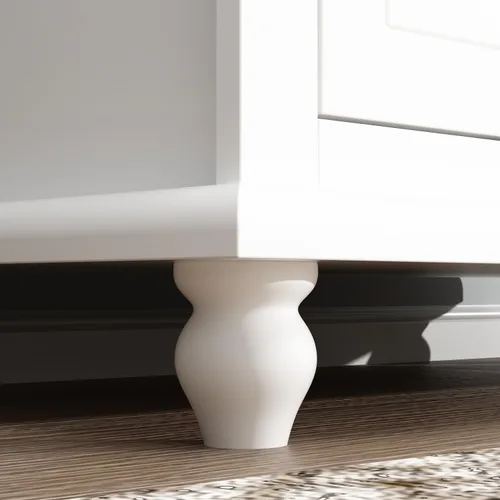 Miniatura 8 de Estantería alta blanca con puertas de cristal, vitrina de madera con estante y cajón ajustables de 3 niveles, armario de despensa para oficina