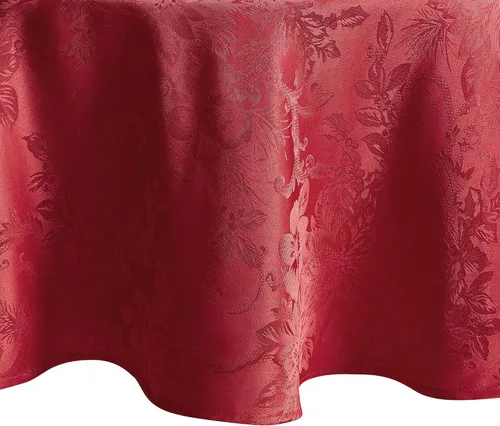 Miniatura 16 de Elrene Home Fashions Poinsettia Elegance - Servilletas de cena de tela jacquard para Navidad y vacaciones, juego de 4, 17"x17", rojo