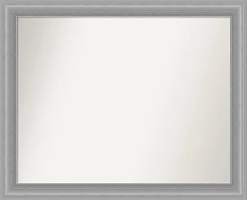 Miniatura 167 de Amanti Art Espejo de baño plateado para sobre el fregadero, 24 x 24 pulgadas, espejo cuadrado de peltre forjado a medida, marco de madera casual