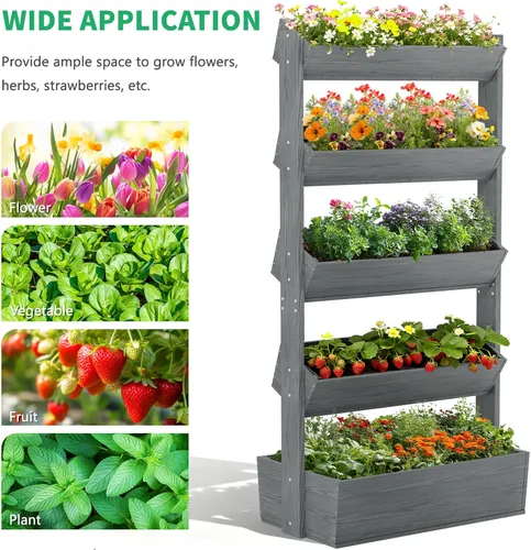 Miniatura 4 de DoCred Vertical Raised Garden Bed, 5 Tier Garden Planters Freestanding Wood Plant Stand Flower Rack Wooden Planter Box for Plants Herbs Flowers