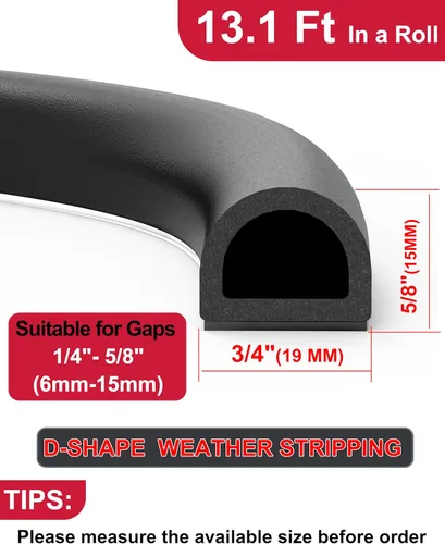 Miniatura 3 de Burlete de goma autoadhesivo para puerta, en forma de D, tira de sello de goma EPDM para puerta y ventana, RV, barco, automóvil, camión, marina, 13