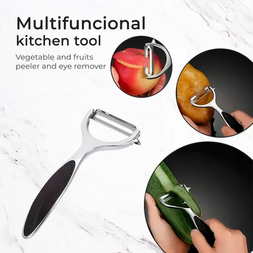 Miniatura 3 de Pelador en Y, peladores para cocina con una cuchilla afilada y removedor de ojos + agarre negro para apoyar mejor los peladores de verduras