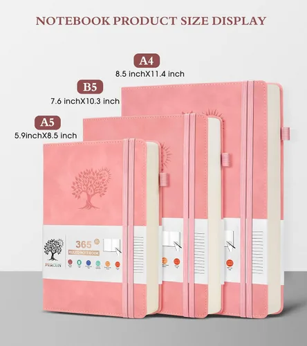 Miniatura 2 de PERCUN Cuaderno rayado A4, 365 páginas de gran tamaño de cuero para escribir para mujeres y hombres, cuaderno de tapa dura con páginas gruesas
