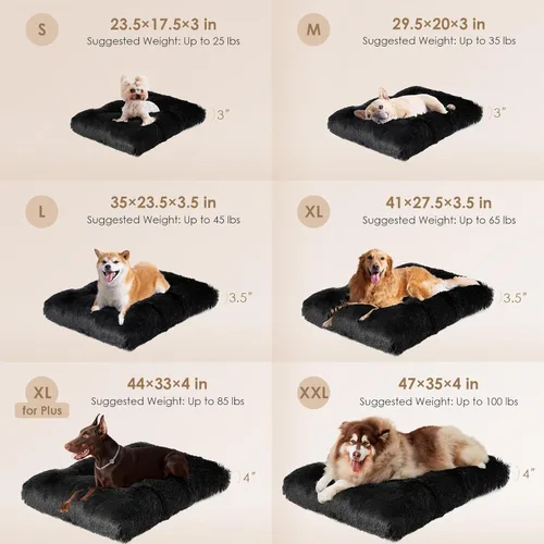 Miniatura 2 de EHEYCIGA Cama Esponjosa para Jaula de Perros Grandes, Almohadilla de Jaula de Piel Sintética Afelpada, Cama Calmante Anti-Ansiedad para Perros Negro