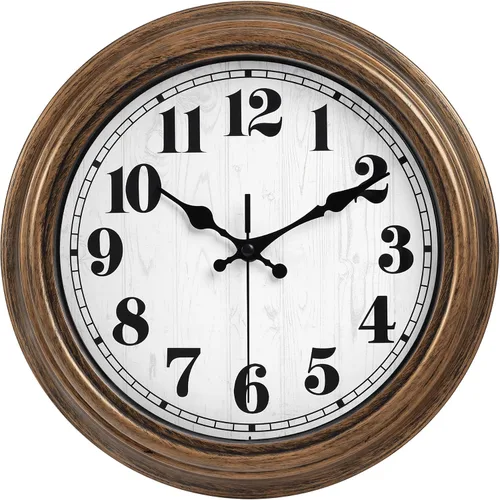 Miniatura 23 de 45MinST Reloj de Pared Retro de 12 Pulgadas, Movimiento Silencioso Sin Tic Tac Operado por Batería, Decoración para Hogar/Decoración de Pared, Fácil