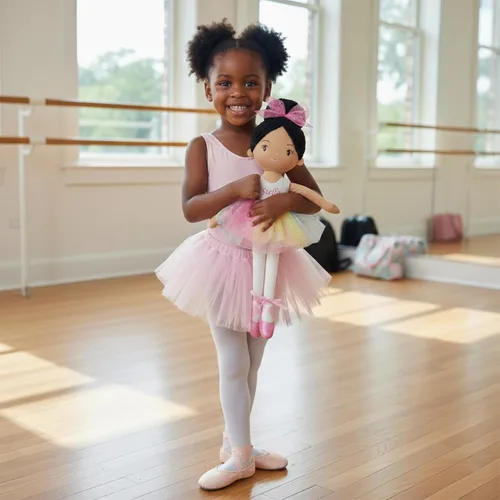 Miniatura 4 de June Garden Muñeca bailarina personalizada de 16 pulgadas, Monica, muñeca de ballet de felpa impresa con nombre personalizado para niñas, regalo