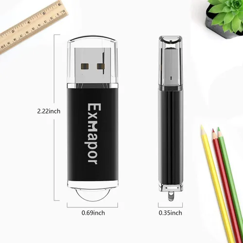 Miniatura 4 de Unidad flash USB 1GB 5PCS Exmapor Memory Stick Bulk Storage Pen Drive con indicador LED Rojo/Negro/Plata/Verde/Azul