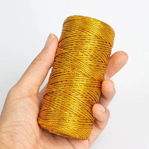 Miniatura 3 de Cuerda metálica de oropel para colgar adornos de Navidad, decoración, manualidades y envoltura de regalos, 0.059 in, 110 yardas (dorado)