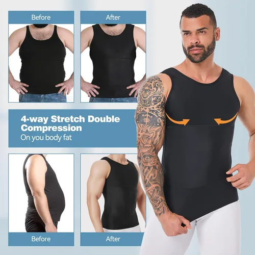 Miniatura 4 de Body Shaper, chaleco de compresión para adelgazar, control de abdomen, para ocultar el pecho, ginecomastia