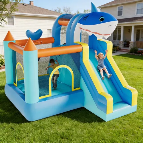 Garvee Castillo inflable de rebote para niños, gorila de salto con soplador de aire y tobogán, castillo animoso para patio trasero familiar para