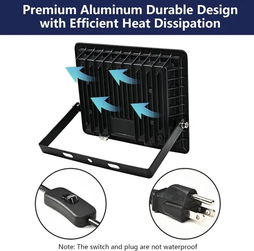 Miniatura 7 de Paquete de 2 focos LED de 100 W para exteriores, luz de trabajo exterior súper brillante de 10000 lm con enchufe, luces de seguridad impermeables