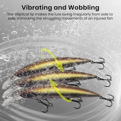 Miniatura 4 de Pristis Minnow - Señuelo de pesca, Crankbait de fundición larga con ganchos agudos afilados, juego de tapones de cebo duro de agua dulce de agua