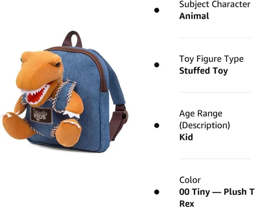 Miniatura 8 de Naturally KIDS Mochila para niños pequeños, Mini de 06 "h - Peluche T-rex, 06"h Mini