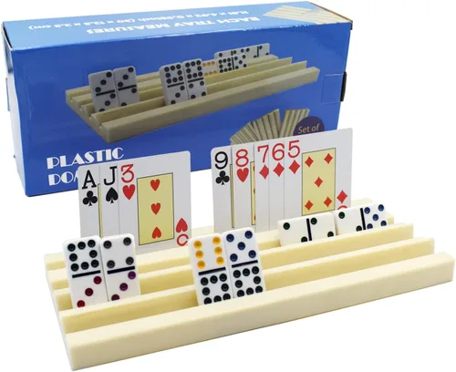 Yuanhe Portatarjetas de dominó de plástico, organizador de azulejos de dominó y bandejas para juegos de cartas, juego de 4