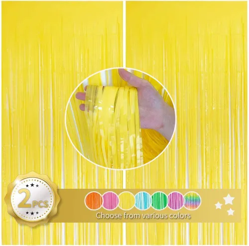 Miniatura 10 de BEISHIDA 4 Piezas de Serpentinas de Fiesta Negras y Naranjas con Flecos, Cortina de Telón de Fondo de Aluminio, Telón de Fondo de Oropel, Decoración
