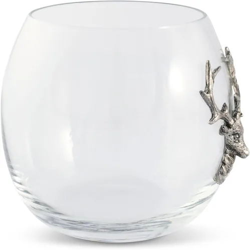 Miniatura 3 de Vagabond House Copa de vino sin tallo de ciervo/alce, cristal soplado a mano de alta calidad, estilo cabaña, perfecto para vino tinto/blanco, 3.25