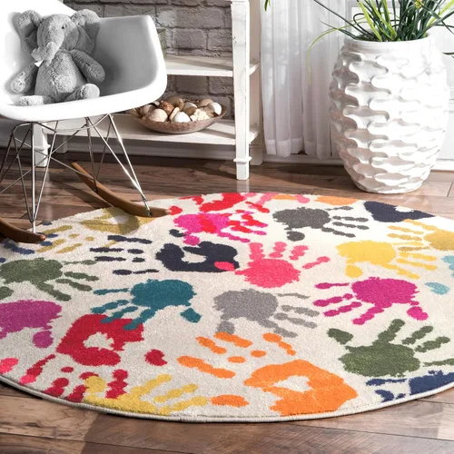 Miniatura 10 de nuLOOM Pinkie Handprint - Alfombra infantil de 3 x 5, multicolor