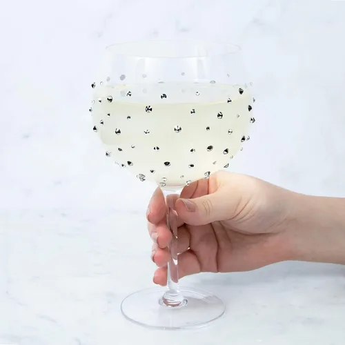 Miniatura 4 de Pavilion - Copa de vino con tallo de 24 onzas, piedras preciosas de vidrio negro, cristal de cumpleaños