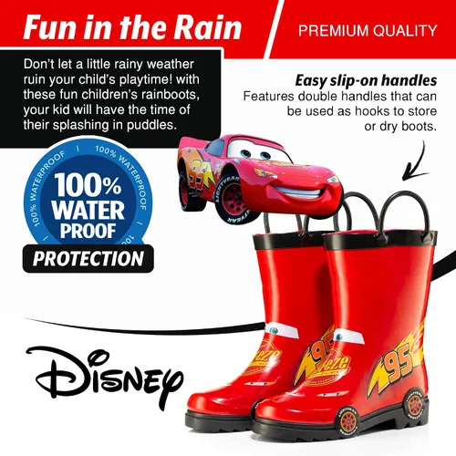 Miniatura 3 de Disney Cars - Botas de lluvia de goma impermeables fáciles de poner con estampado de personajes McQueen para niños (niñosniños pequeños)