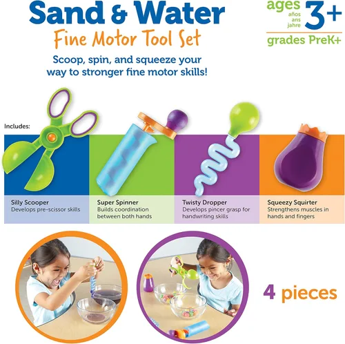 Miniatura 7 de Learning Resources Juego de motricidad fina de arena y agua, juguetes para ansiedad, juego de cubo de agua, herramientas de juegos esenciales