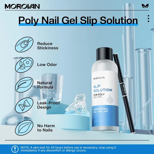 Miniatura 2 de Morovan Solución deslizante de poligel para uñas: Líquido deslizante de grado de salón y formas de uñas dobles para extensiones de uñas de gel