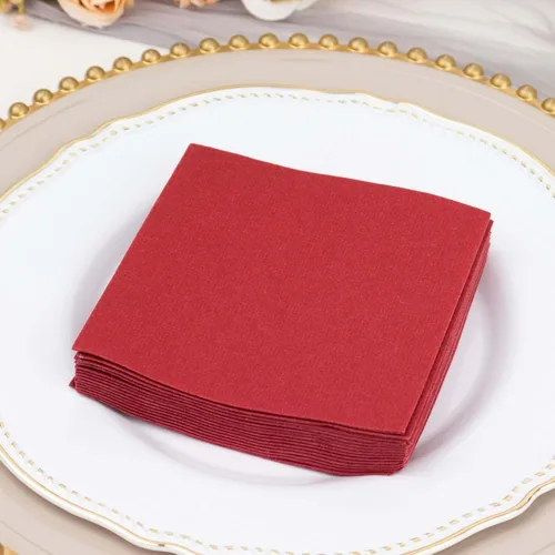 Miniatura 8 de Efavormart - Paquete de 20 servilletas de papel Airlaid suaves de lino de color burdeos, altamente absorbentes, desechables Borgoña