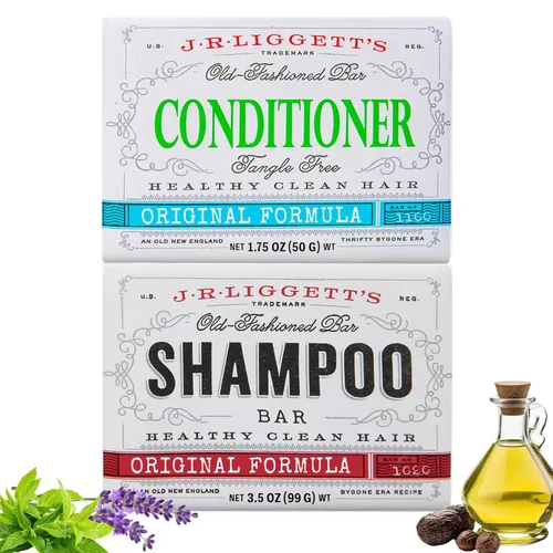 J.R.LIGGETT'S - Barra de champú y acondicionador de fórmula original, paquete de 2, totalmente natural, juego de cuidado sólido para el cabello a